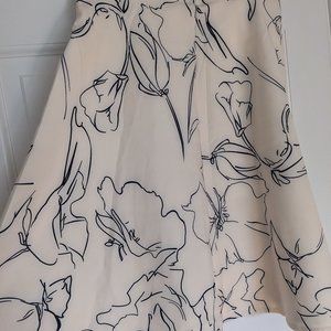 A Line Ivory and Black Abstract Floral Skirt - Never Worn!